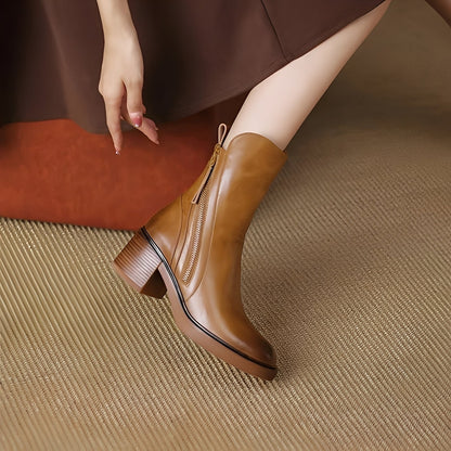 Zimowe Stylowe Botki z Zamkiem i Obcasem (Damskie)