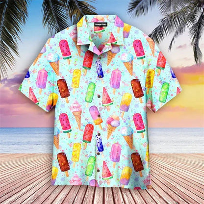 Koszula Letnia Krótki Rękaw Print Casual (Męska)