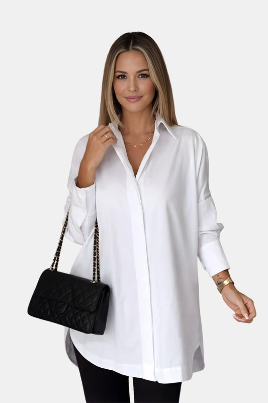 Oversized Elegante Blouse Klassiek met Lange Mouwen (Dames)