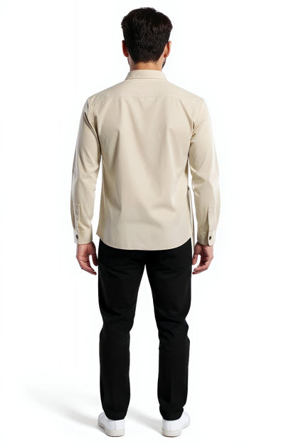 Koszula z Asymetrycznym Kołnierzem | The Hiro – Beżowy