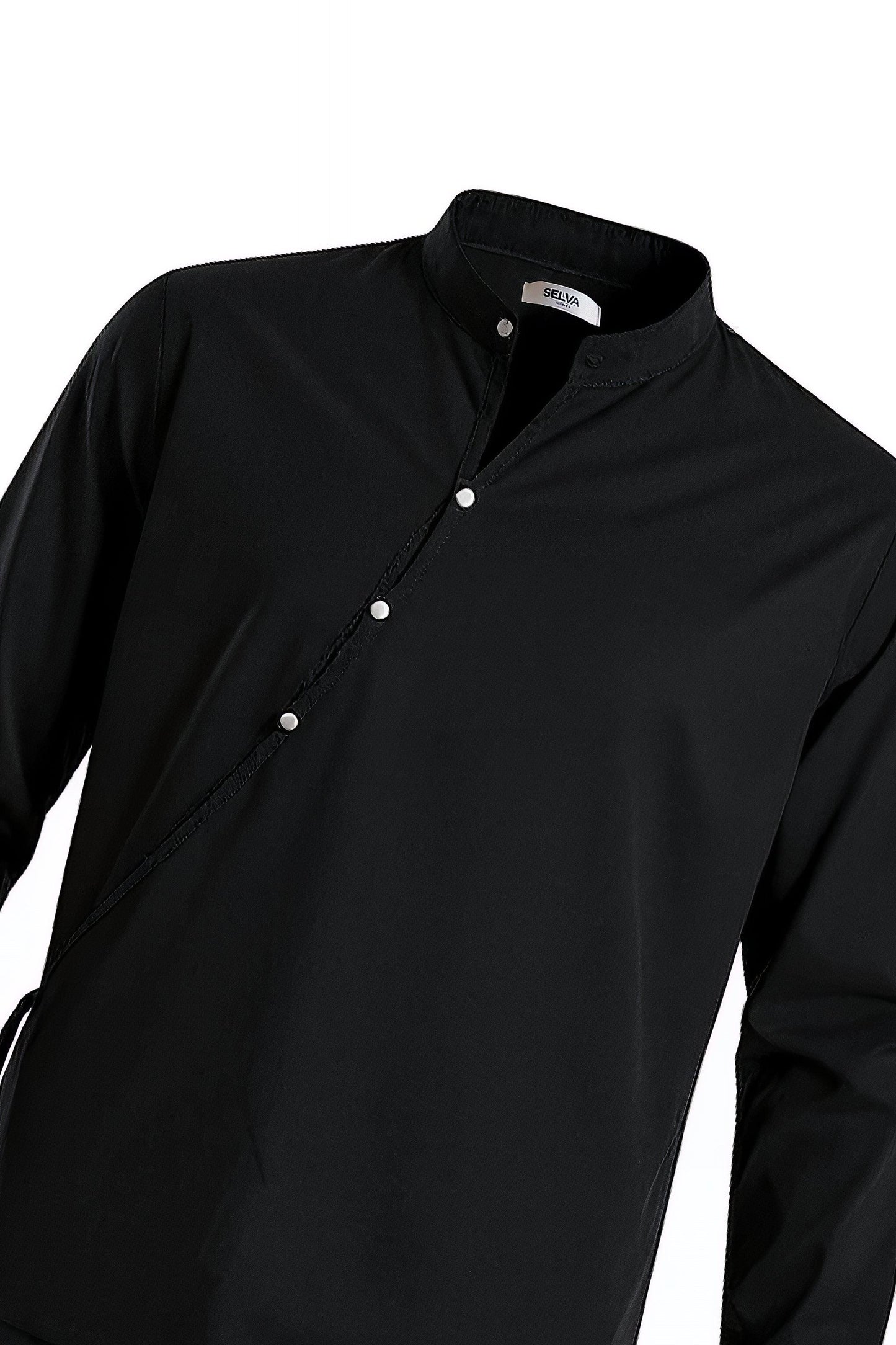 Koszula z Asymetrycznym Kołnierzem | The Kenji – Czarny