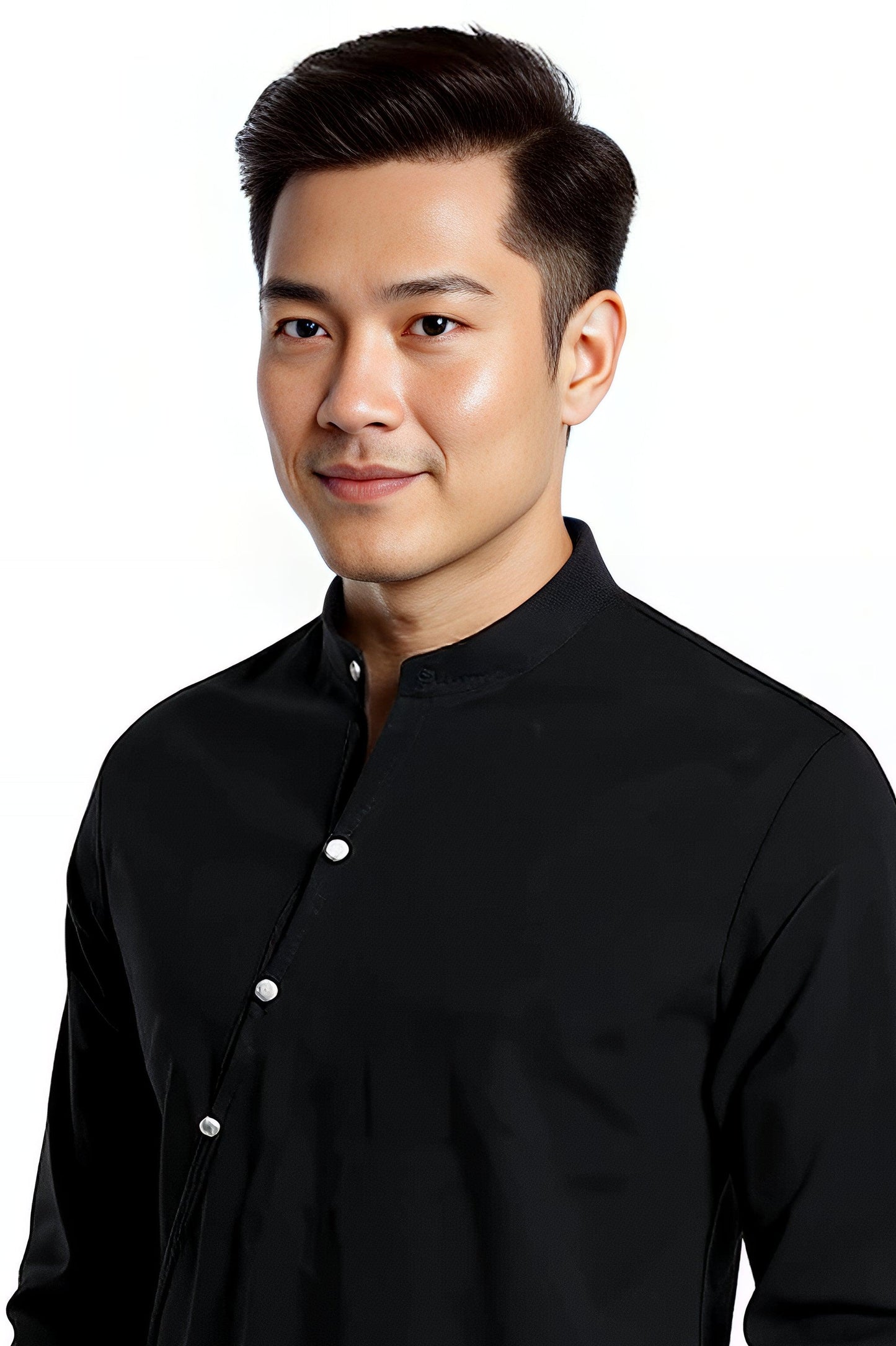 Koszula z Asymetrycznym Kołnierzem | The Kenji – Czarny