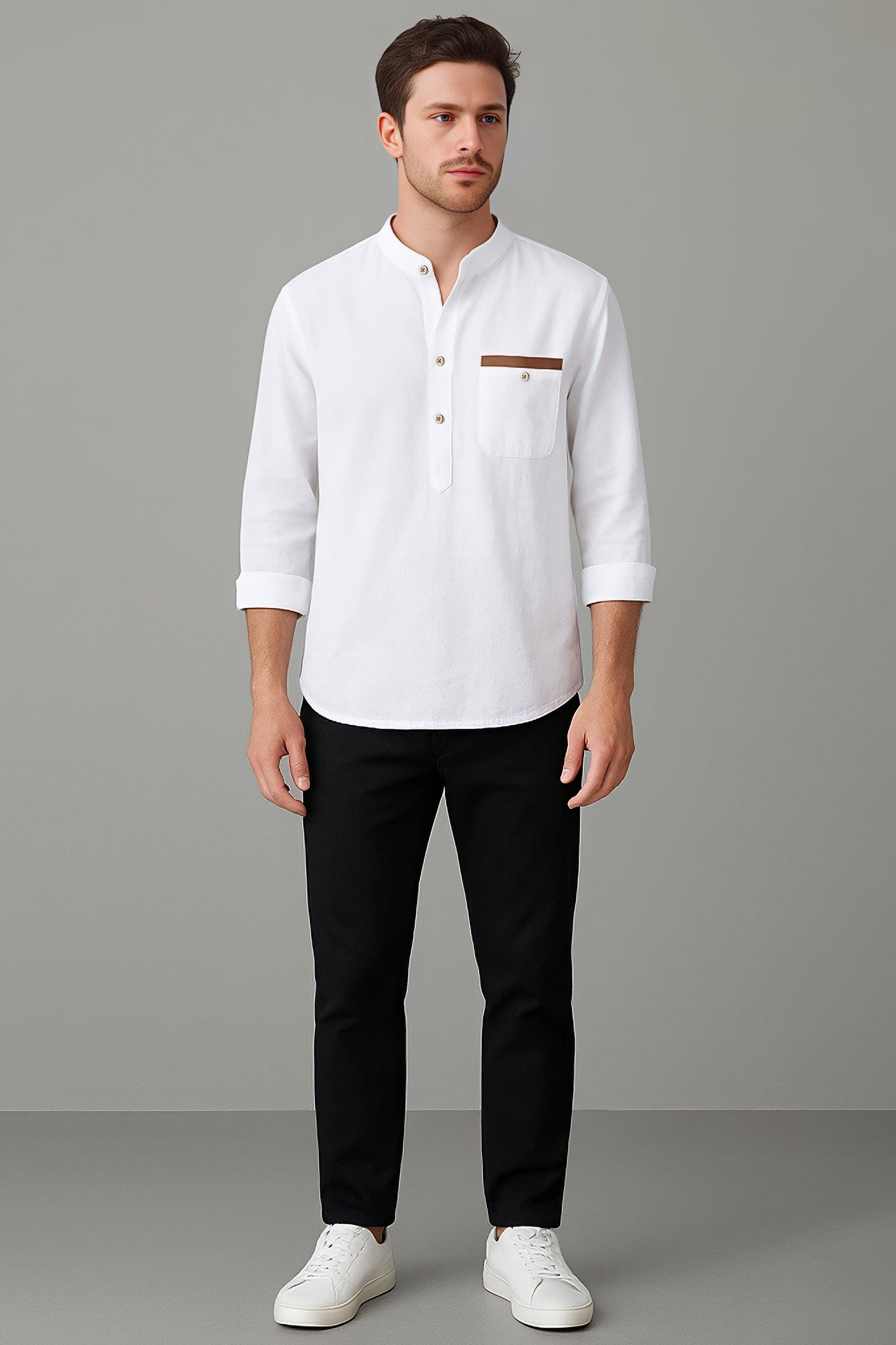 Koszula ze Stójką | Enzo – Biała