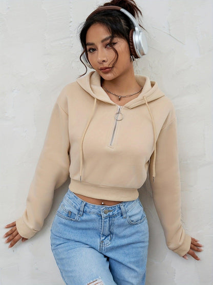 Krótka Bluza z Kapturem i Zamkiem (Damskie)