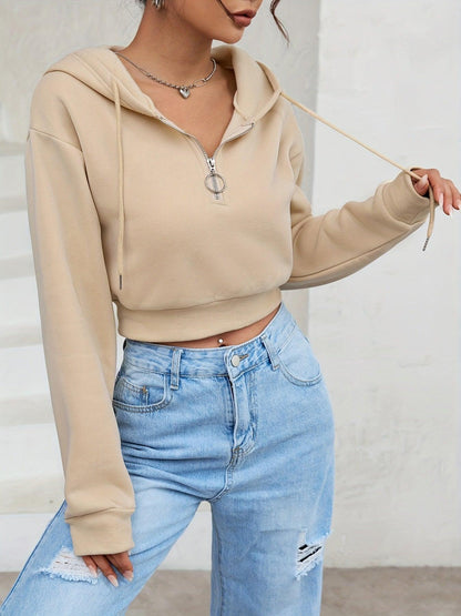 Krótka Bluza z Kapturem i Zamkiem (Damskie)