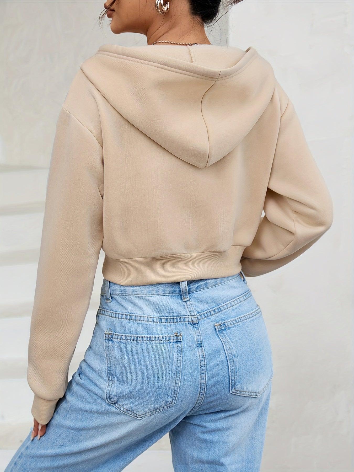 Krótka Bluza z Kapturem i Zamkiem (Damskie)