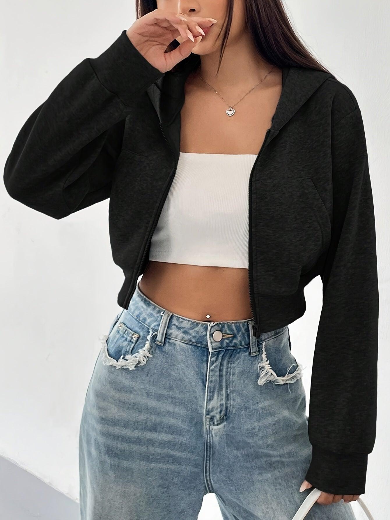 Sweat court à capuche zippé (Femme)