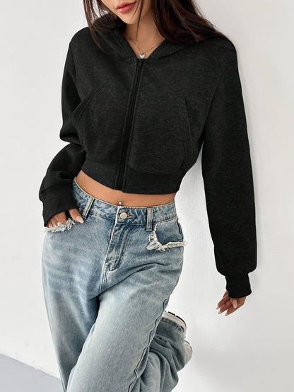 Sweat court à capuche zippé (Femme)