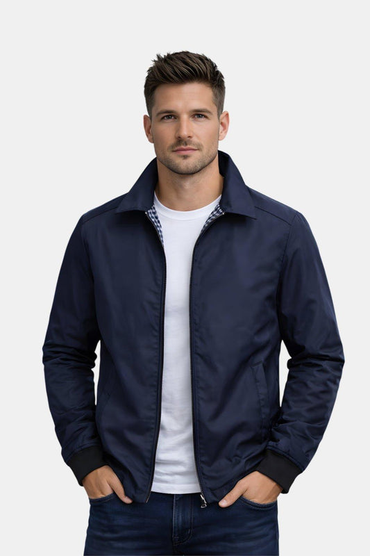 Veste légère printanière avec doublure à carreaux et fermeture éclair (Homme)