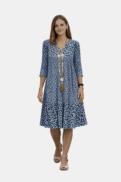 Letnia Sukienka w Kwiatowy Wzór z Dekoltem V (Damskie)