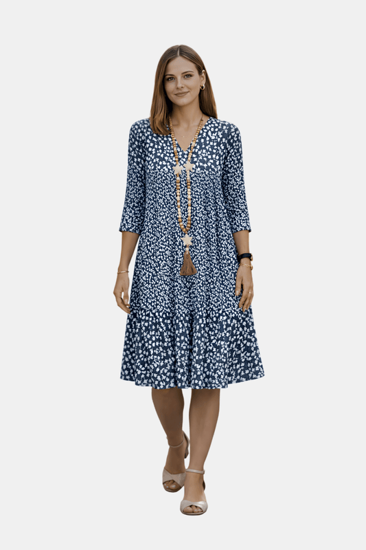 Letnia Sukienka w Kwiatowy Wzór z Dekoltem V (Damskie)