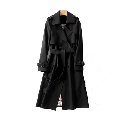 Black trench coat on a white background