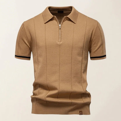 Męska Letnia Casual Dzianinowa Zamek Polo Krótki Rękaw Koszulka