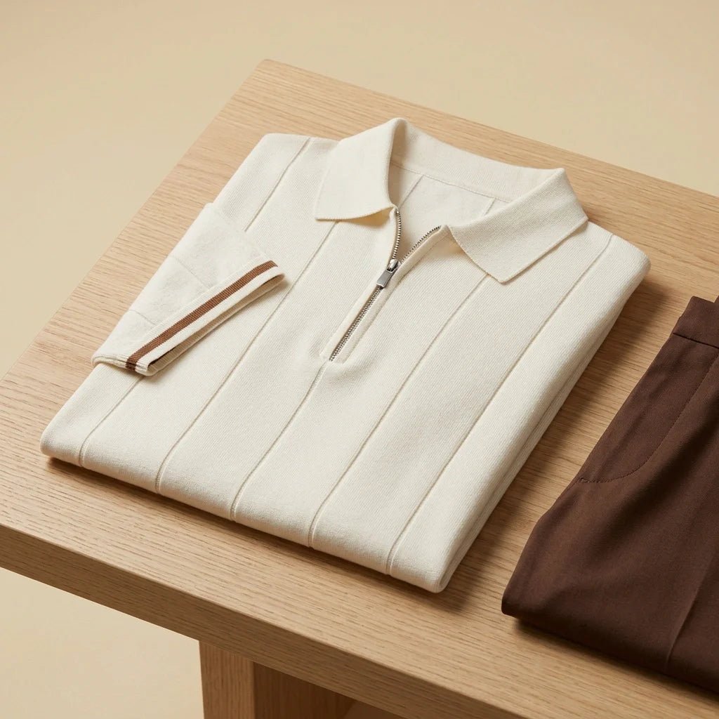 Męska Letnia Casual Dzianinowa Zamek Polo Krótki Rękaw Koszulka