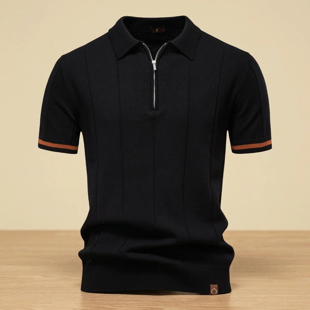 Męska Letnia Casual Dzianinowa Zamek Polo Krótki Rękaw Koszulka