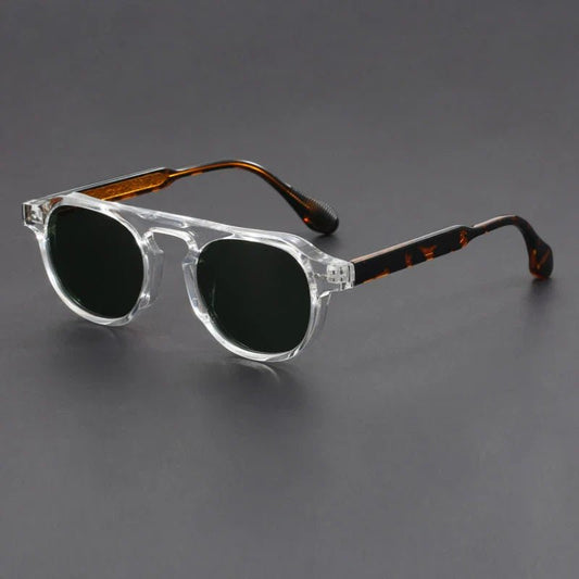 Męska Letnia Casual Transparentna Oprawka Okrągłe Szkła Okulary Przeciwsłoneczne