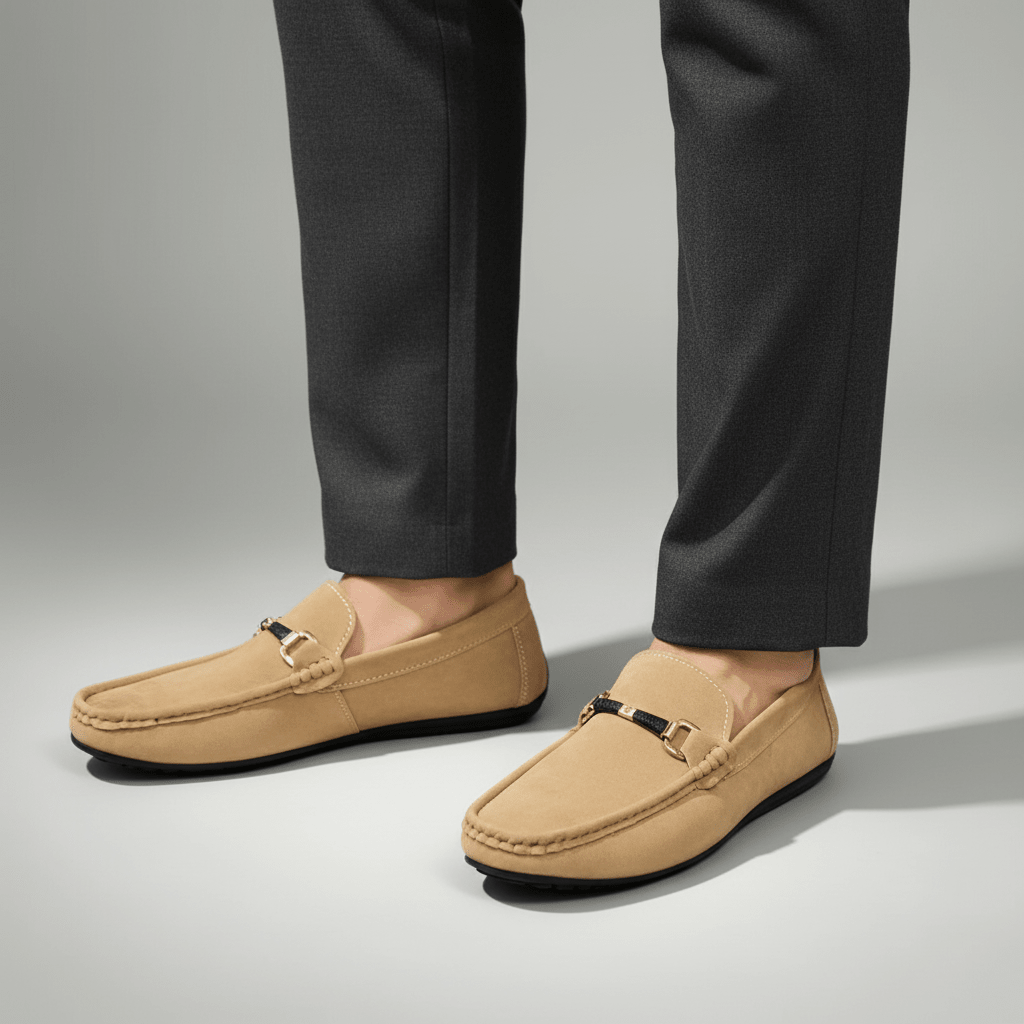 Męska Letnia Casual Zamszowe Wsuwane Metalowy Detail Loafers
