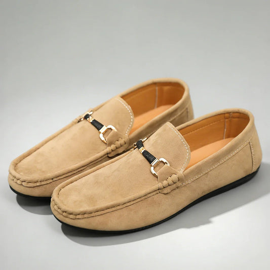 Męska Letnia Casual Zamszowe Wsuwane Metalowy Detail Loafers