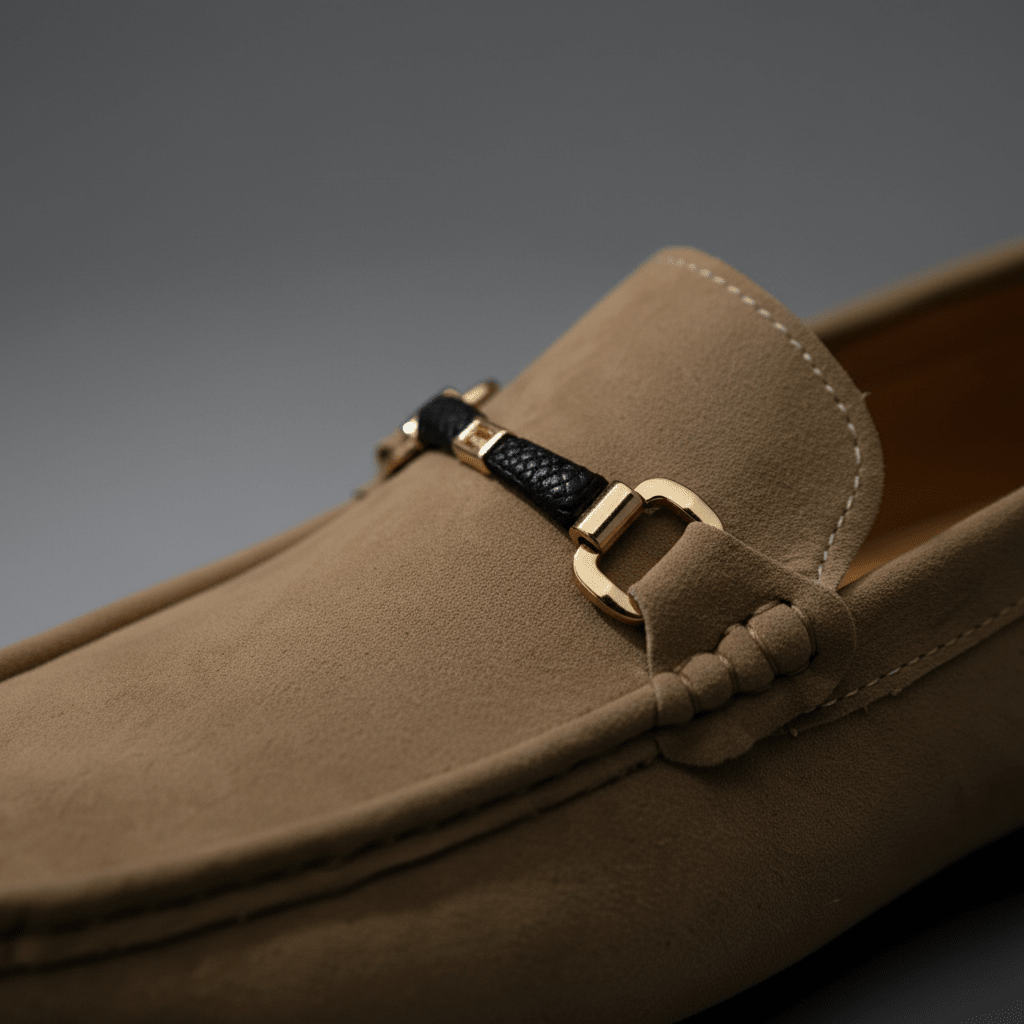 Męska Letnia Casual Zamszowe Wsuwane Metalowy Detail Loafers