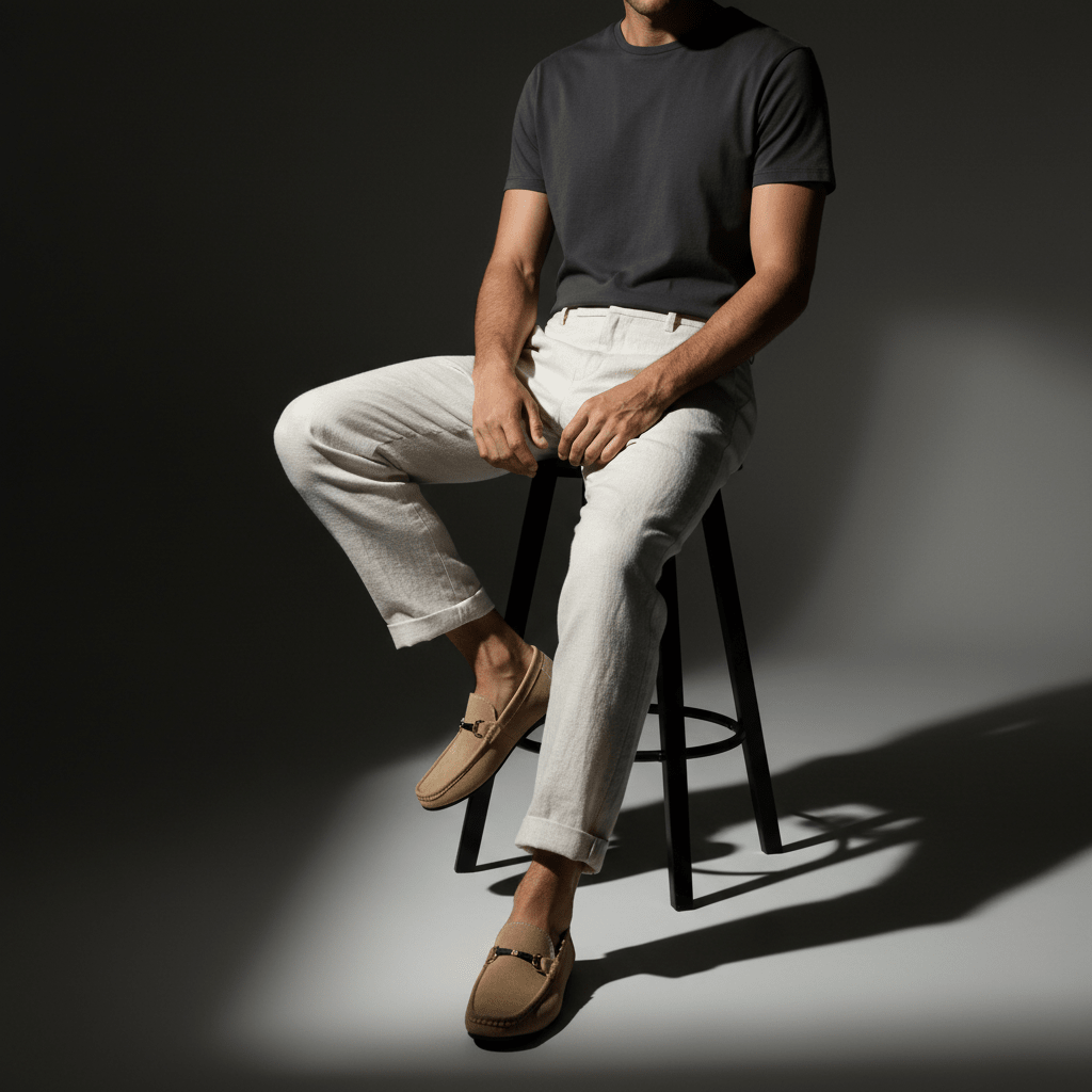 Męska Letnia Casual Zamszowe Wsuwane Metalowy Detail Loafers