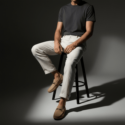 Męska Letnia Casual Zamszowe Wsuwane Metalowy Detail Loafers