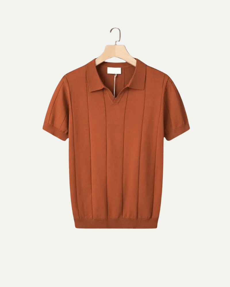 Męska Letnia Casualowa Prążkowana Krótki Rękaw Polo