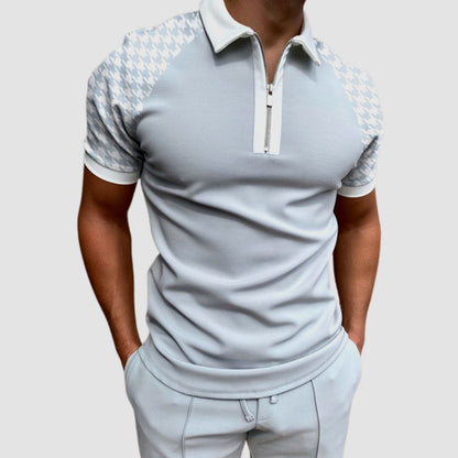 Męska Letnia Dopasowana Casual Koszulka Polo Zip