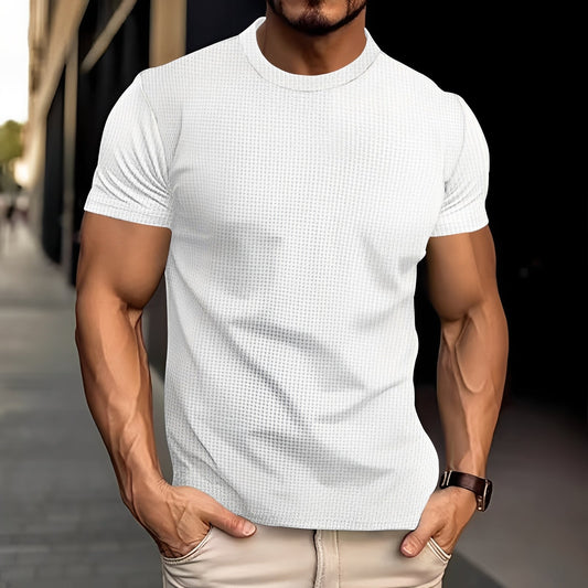 Męska Letnia Slim Fit Teksturowana Casual Koszulka