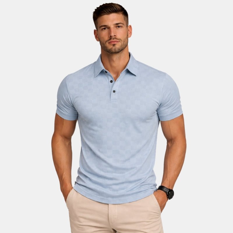 Męska Letnia Teksturowana Dopasowana Krótki Rękaw Koszulka Polo