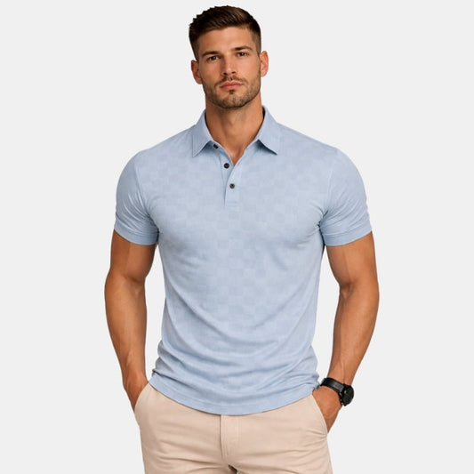 Męska Letnia Teksturowana Dopasowana Krótki Rękaw Koszulka Polo