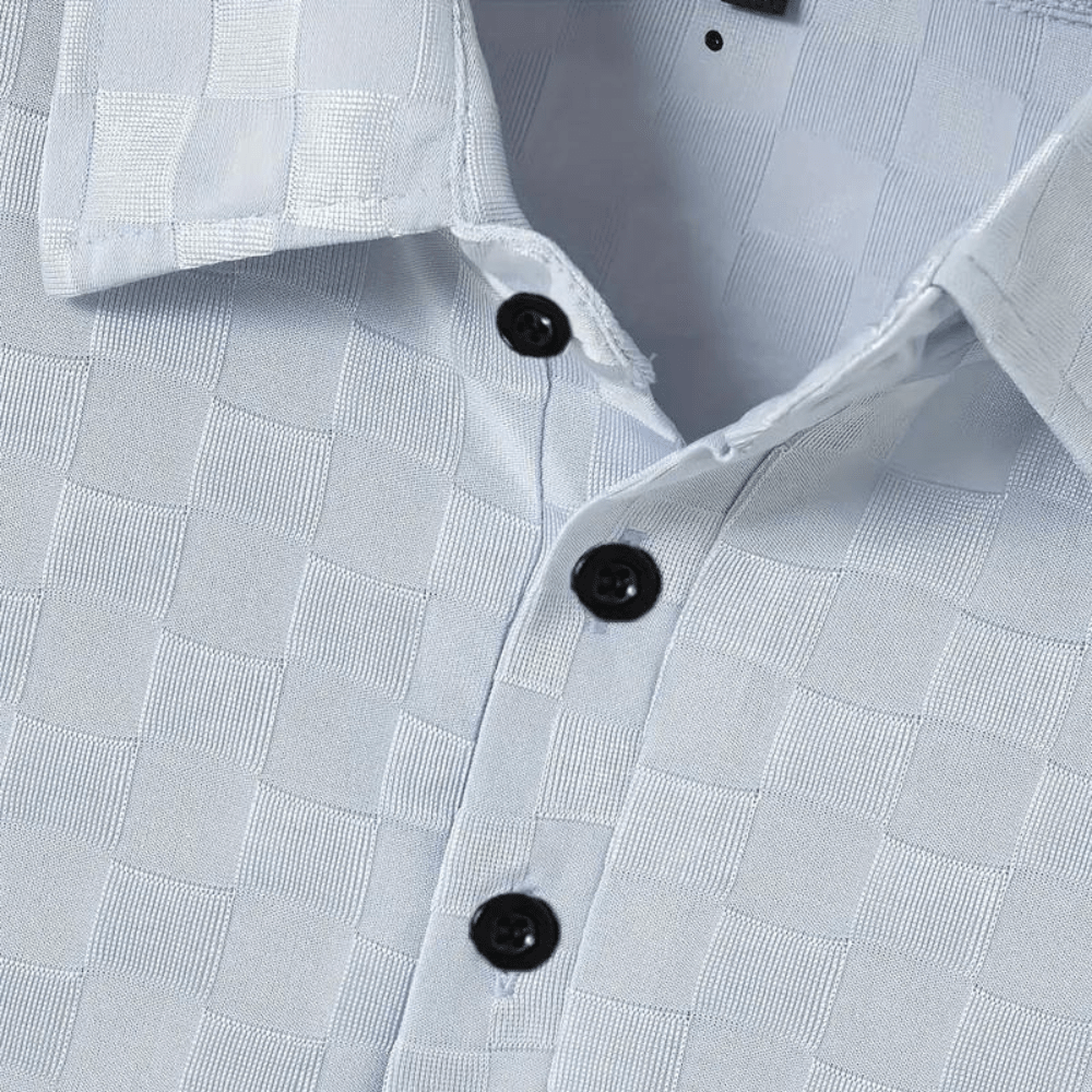 Męska Letnia Teksturowana Dopasowana Krótki Rękaw Koszulka Polo