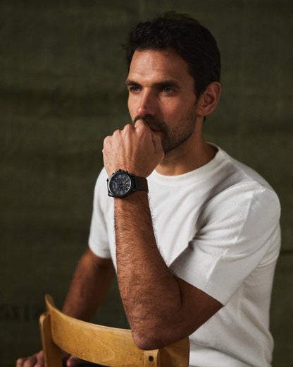 Męski Klasyczny Zegarek Chronograf z Paskiem Skórzanym