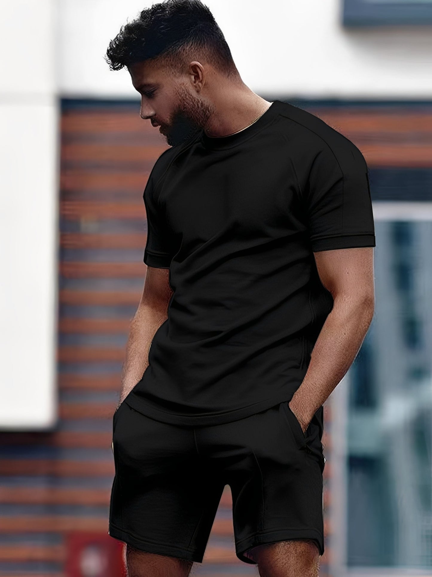 Męski Letni Casual Krótki Rękaw Zestaw T-Shirt i Szorty