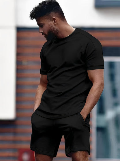 Męski Letni Casual Krótki Rękaw Zestaw T-Shirt i Szorty
