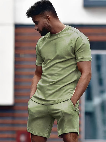 Męski Letni Casual Krótki Rękaw Zestaw T-Shirt i Szorty