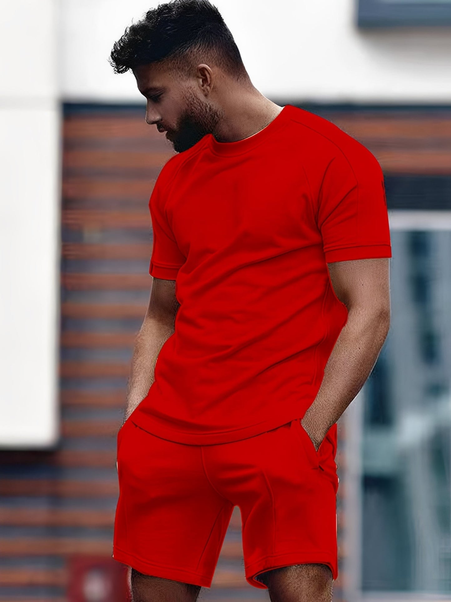 Męski Letni Casual Krótki Rękaw Zestaw T-Shirt i Szorty