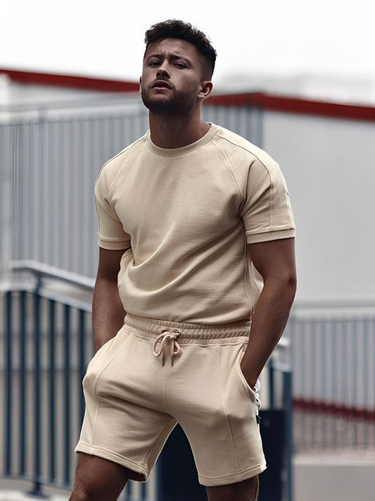 Męski Letni Casual Krótki Rękaw Zestaw T-Shirt i Szorty