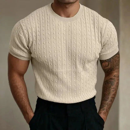 Męski Letni Slim Fit Dzianinowy Bawełniany Elegancki T-Shirt