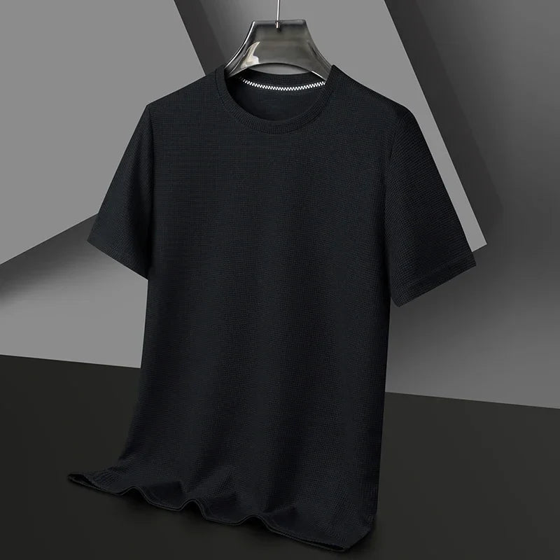 Męski Letni Waflowy Dzianinowy Krótki Rękaw T-Shirt