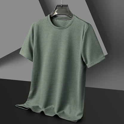 Męski Letni Waflowy Dzianinowy Krótki Rękaw T-Shirt