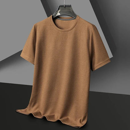 Męski Letni Waflowy Dzianinowy Krótki Rękaw T-Shirt