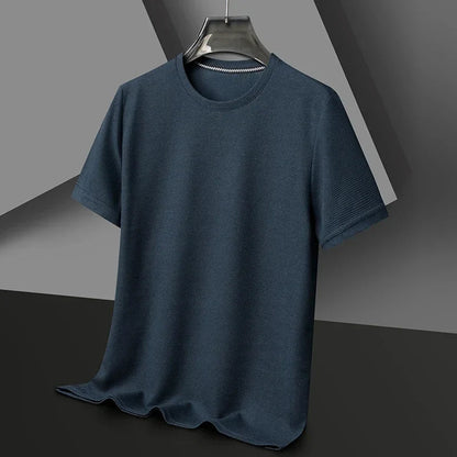 Męski Letni Waflowy Dzianinowy Krótki Rękaw T-Shirt