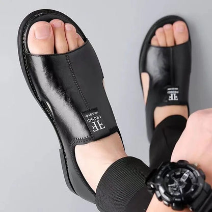 Męskie Letnia Skórzane Wsuwane Otwarta Casual Sandały