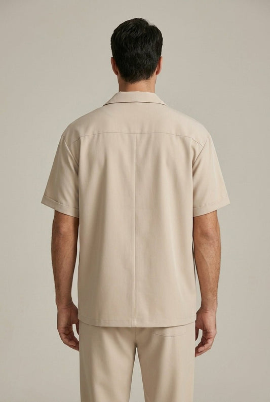 Męskie Letnie Casual Linen Oddychające Krótki Rękaw Koszula Spodnie Zestaw