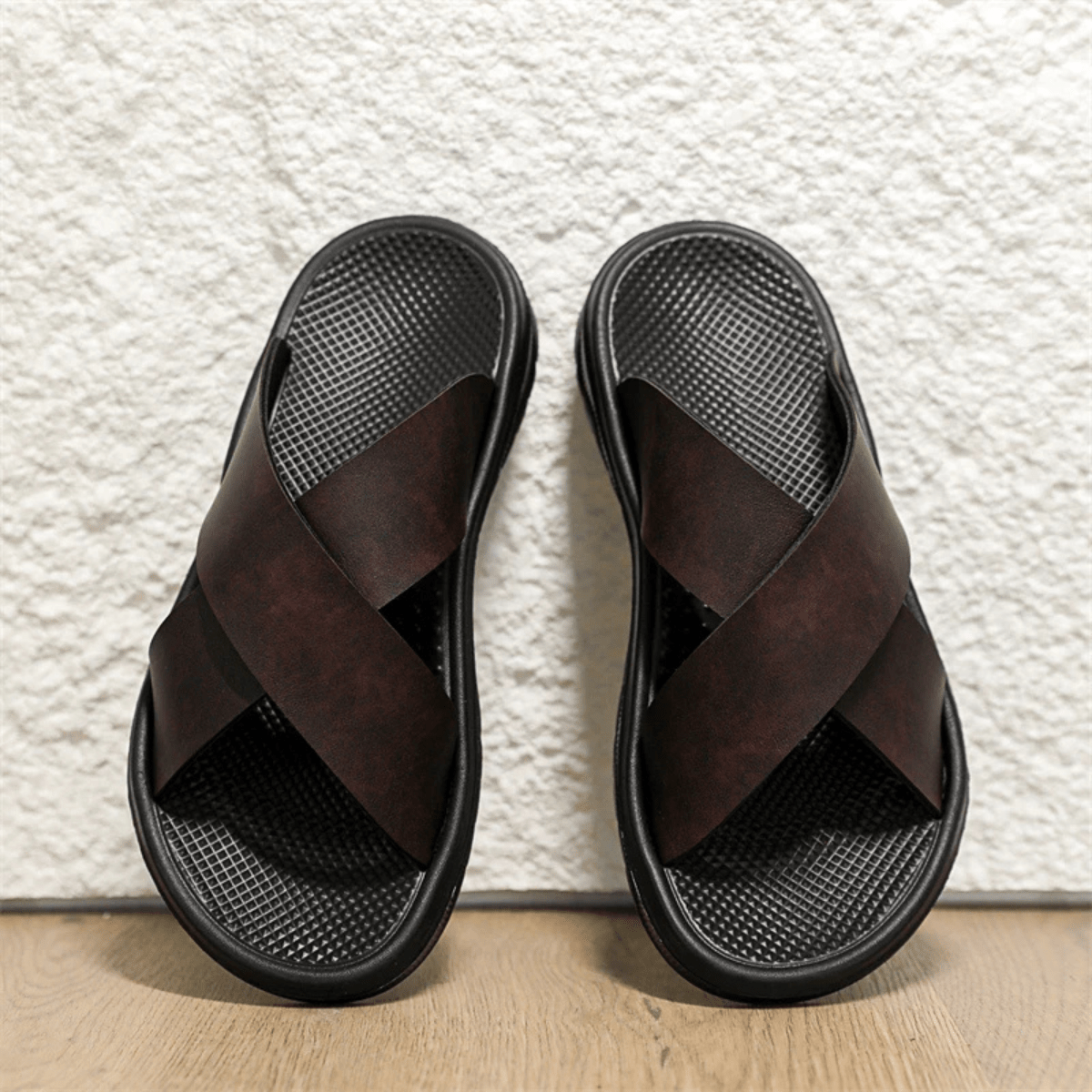 Męskie Letnie Casual Minimalistyczne Skórzane Klapki