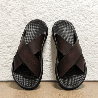 Męskie Letnie Casual Minimalistyczne Skórzane Klapki