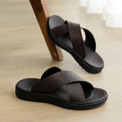 Męskie Letnie Casual Minimalistyczne Skórzane Klapki