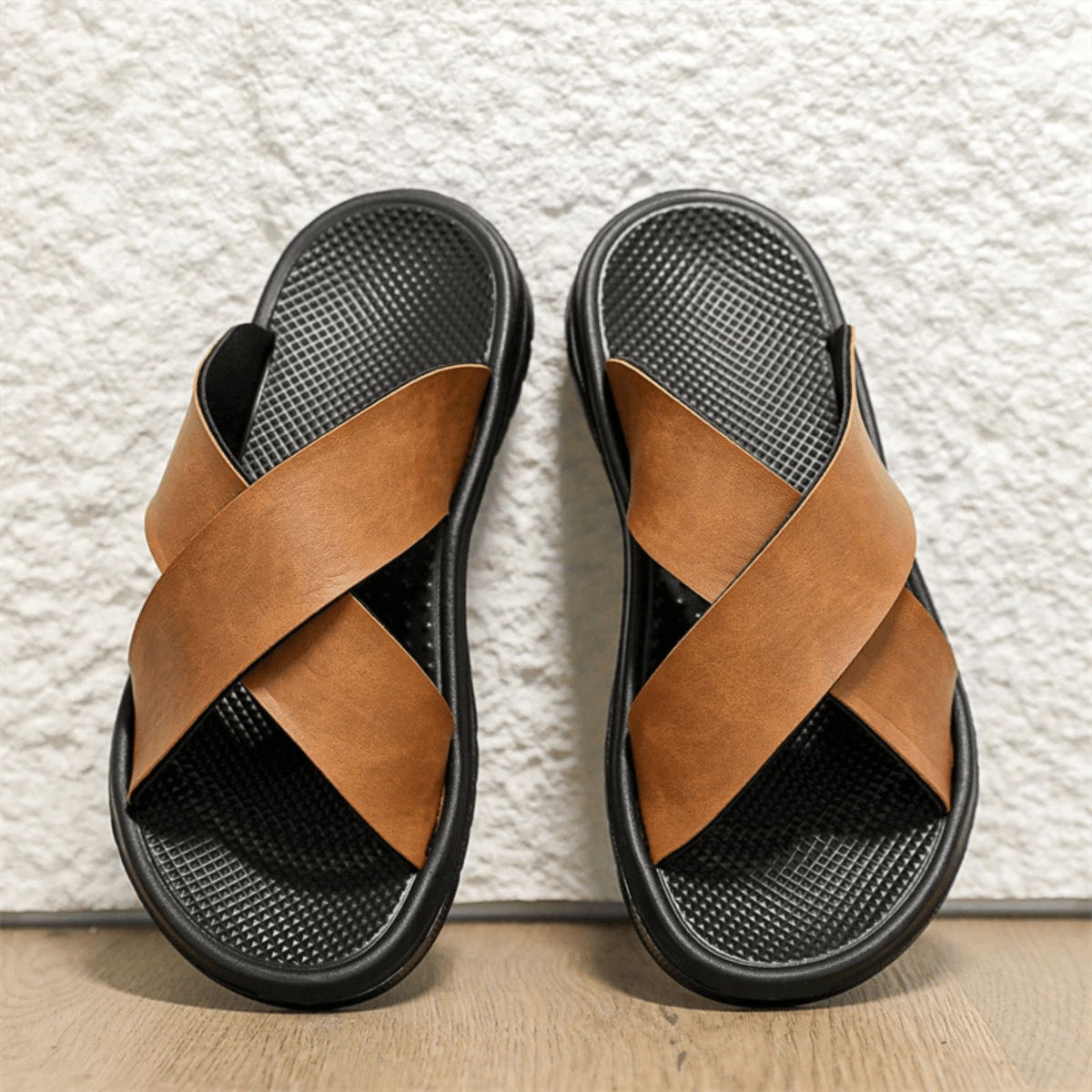 Męskie Letnie Casual Minimalistyczne Skórzane Klapki
