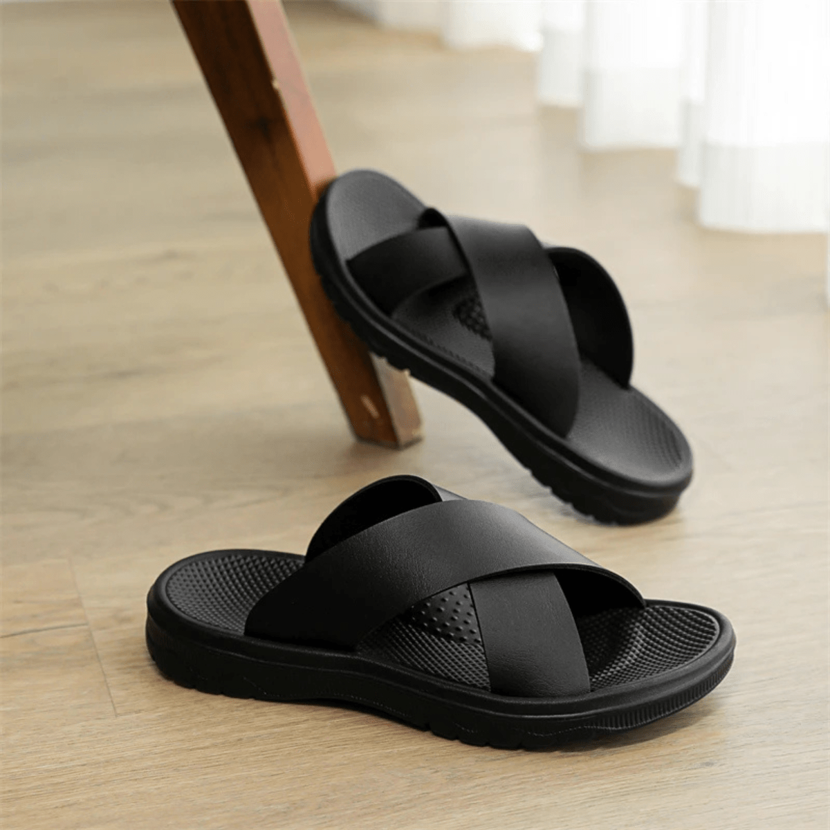 Męskie Letnie Casual Minimalistyczne Skórzane Klapki