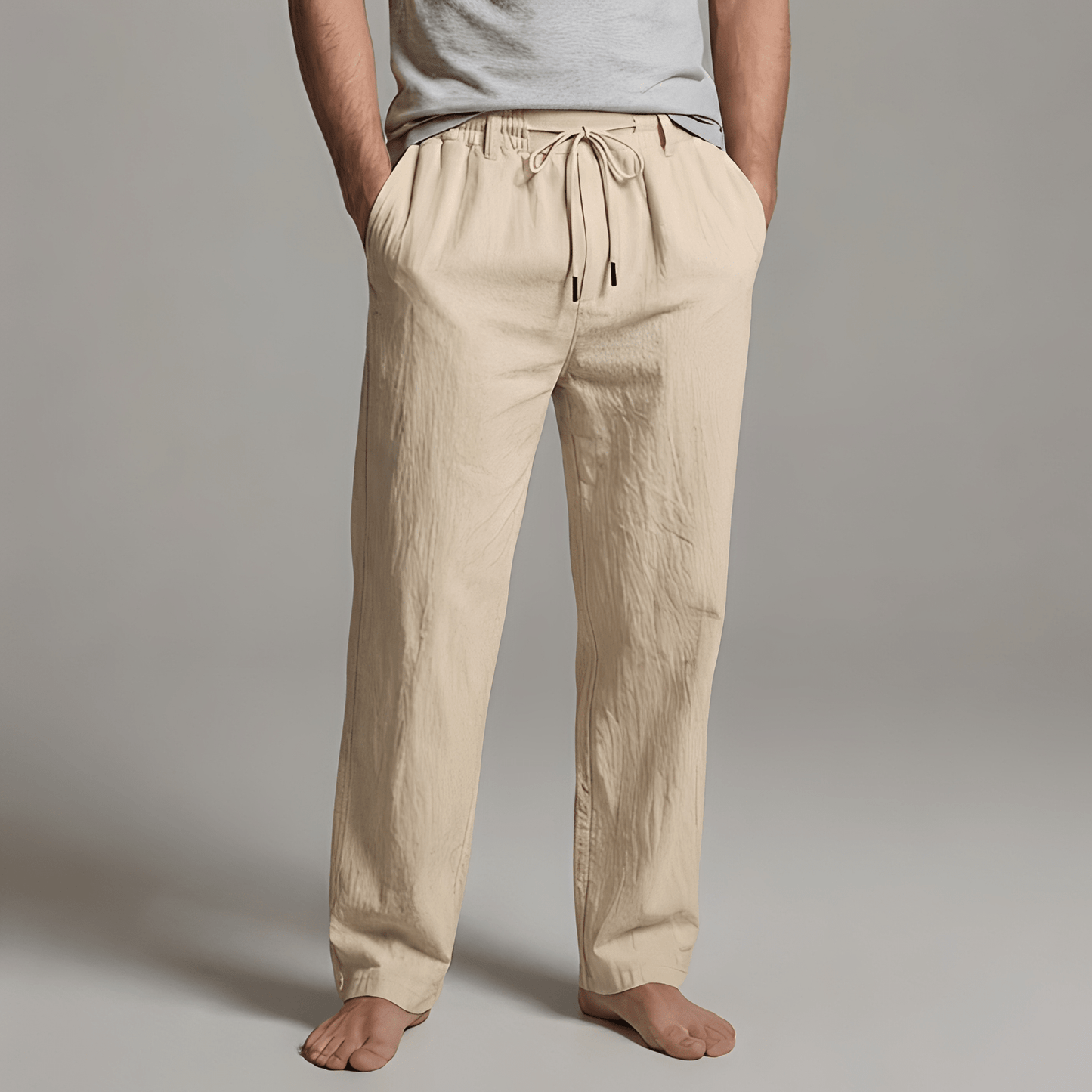 Męskie Letnie Casualowe Spodnie ze Sznurkiem